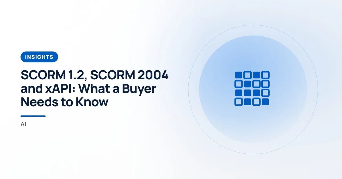 SCORM 1.2, SCORM 2004 and xAPI: What a Buyer Needs to Know. Insights article about SCORM for buyers.